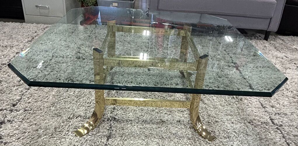 Vintage Brass And Glass Coffee Table