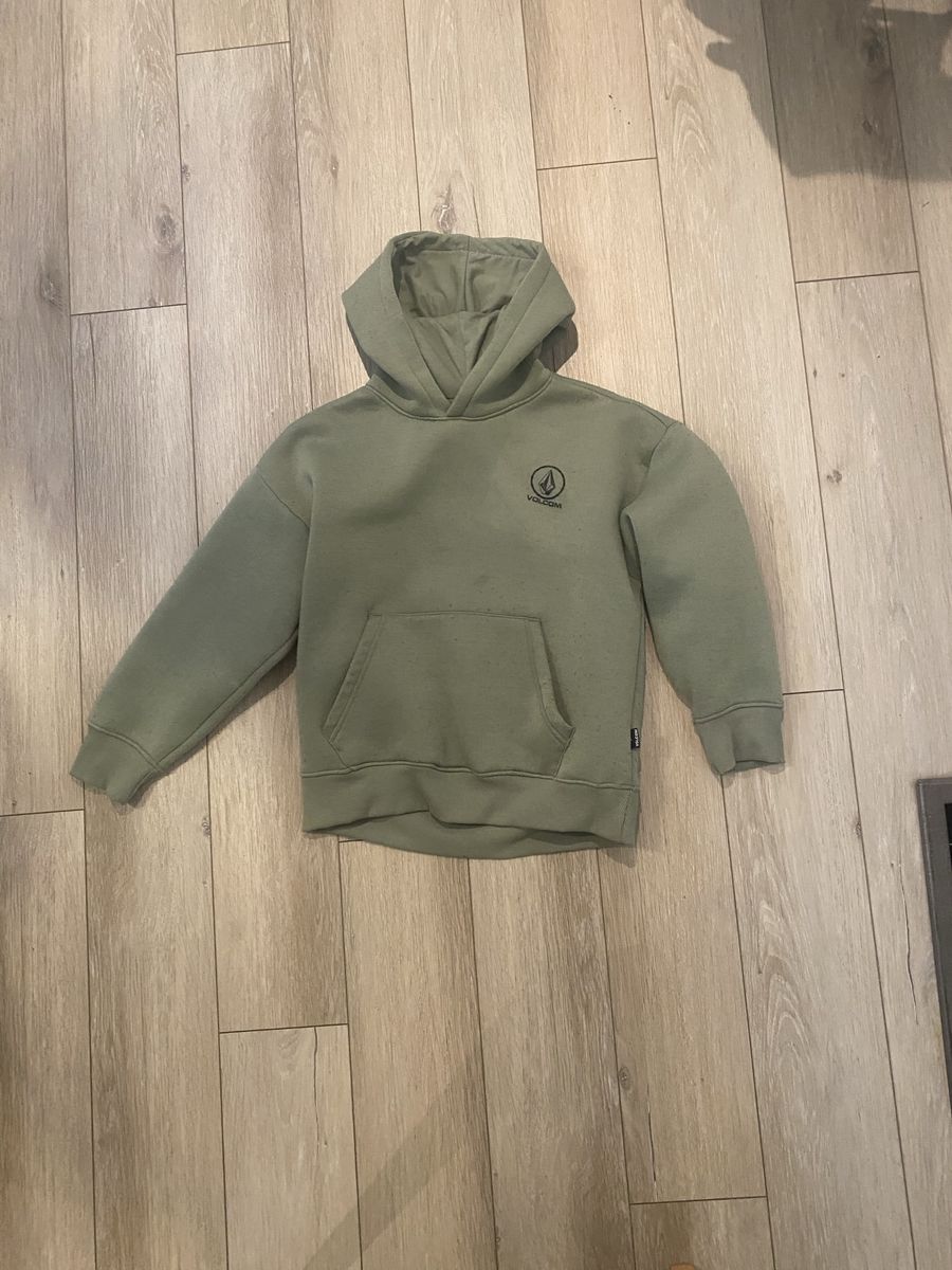 Volcom Sage Green Pullover Hoodie Sweatshirt Youth Size M with Front Pocket