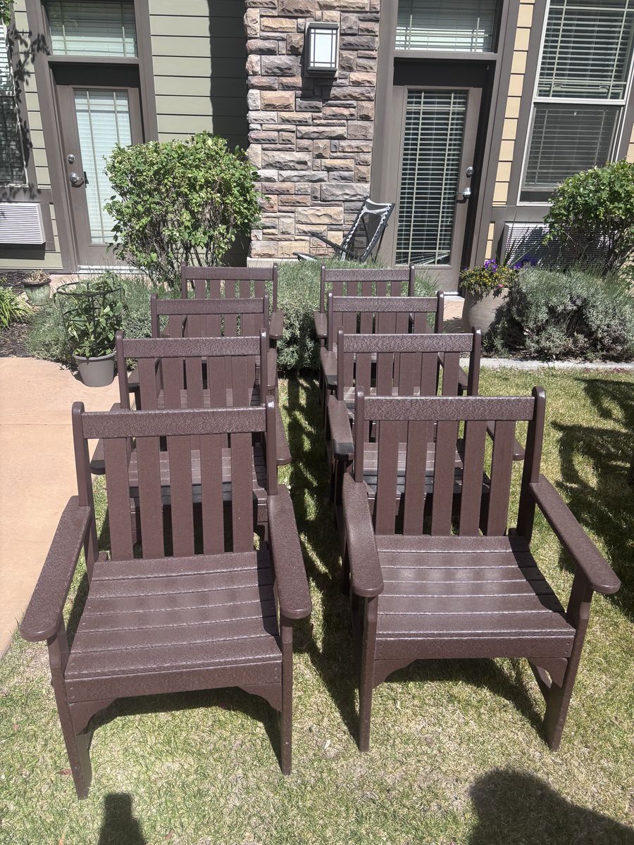 8 Polywood Outdoor Patio Chairs – Commercial Grade