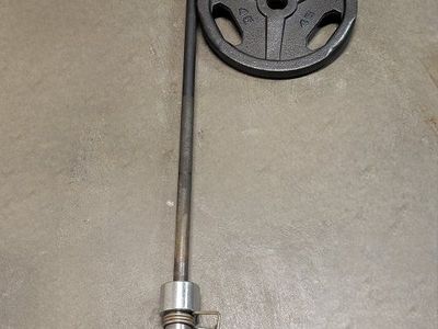Weights 90 pounds plus barbell