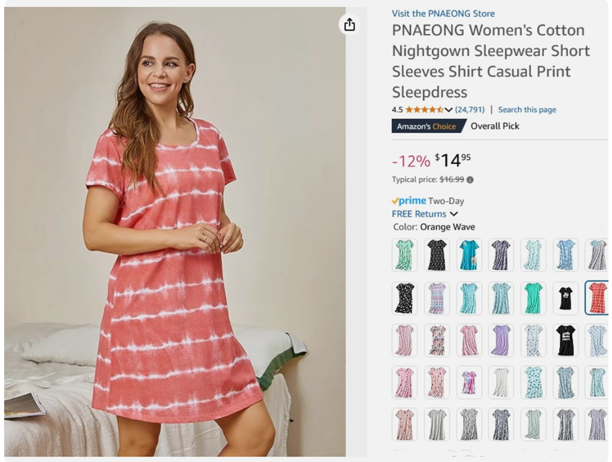 women's xl cotton nightgown short sleeve casual print sleepwear (5 pieces)