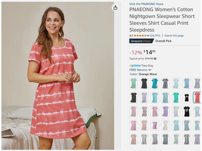 women's xl cotton nightgown short sleeve casual print sleepwear (5 pieces)