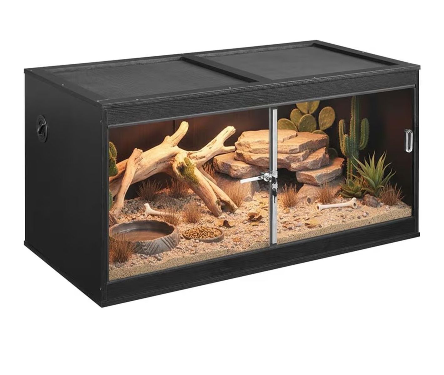 50 Gallon Desert Reptile Enclosure - 36"x18"x17.5" Terrarium with Sliding Glass Doors & Lock