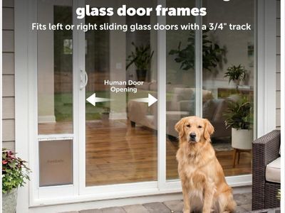 PetSafe Sliding Glass Pet Door Panel, Dog, Cat, Black Frame