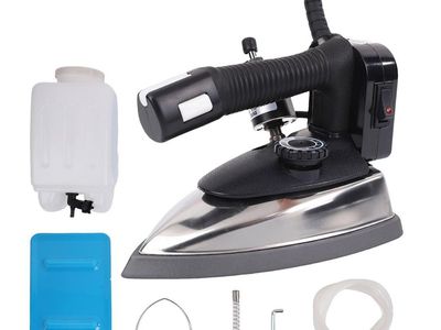 Industrial Steam Iron with Water Tank and Accessories - Stainless Steel Soleplate