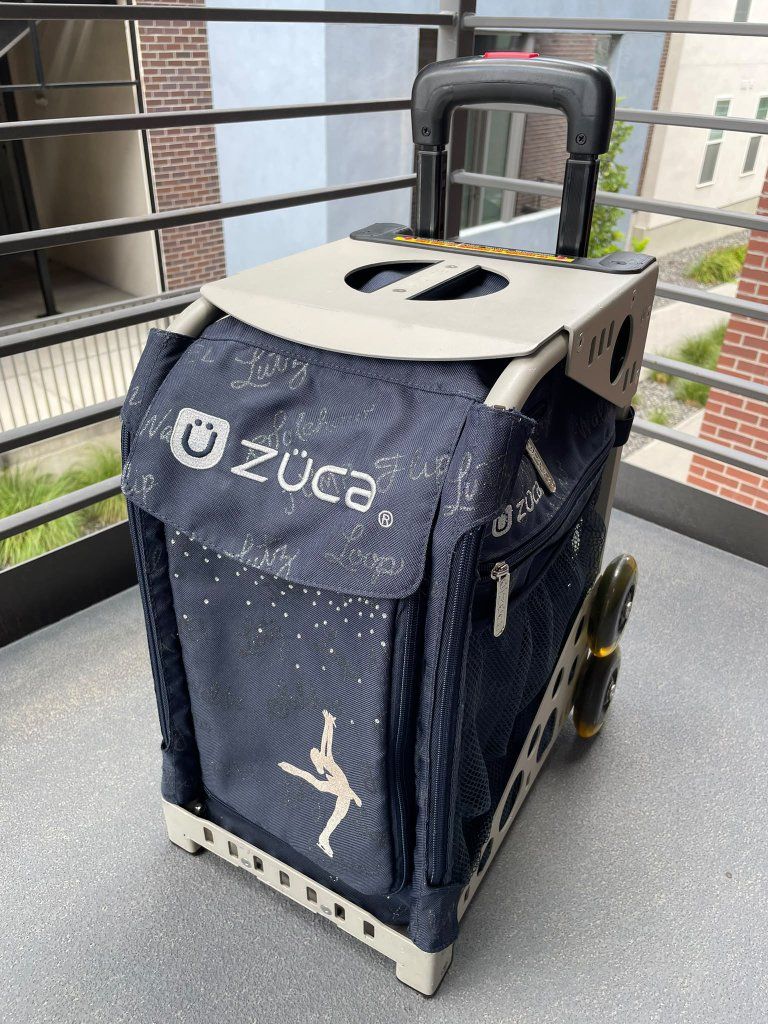 Zuca Sport Rolling Bag, Navy Blue/White, with Built-in Seat