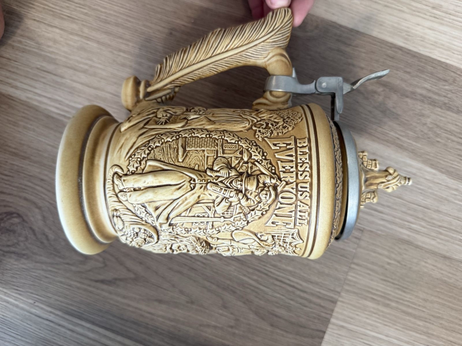 Avon "A Christmas Carol" Stein 1996 Handcrafted in Brazil Collectible Mug w/ Pewter Lid