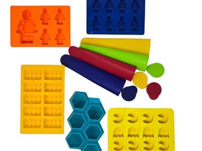 Silicone Ice Cube & Candy Molds Bundle – Popsicle, Pac-Man, Lego Shapes