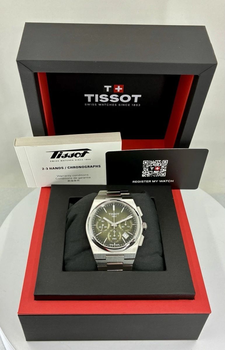 TISSOT PRX Automatic Chronograph Green Dial Watch T1374271109100 / 42mm  / NEW