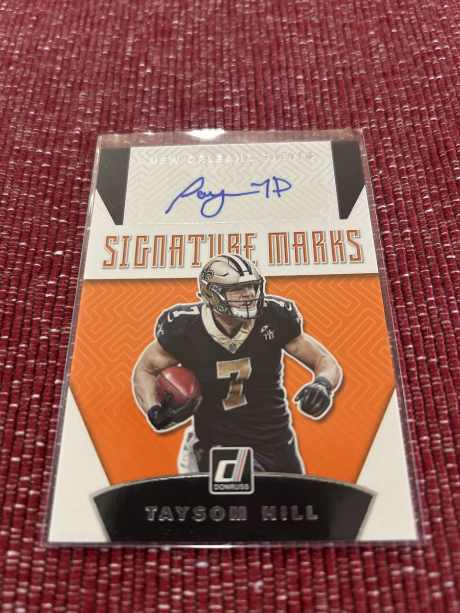 2019 Donruss Signature Marks Taysom Hill Autographed Football Card New Orleans Saints BYU Cougars Hand Signed Certified Auto.