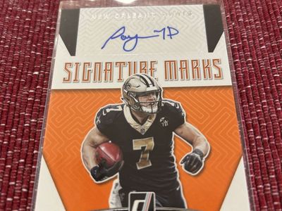 2019 Donruss Signature Marks Taysom Hill Autographed Football Card New Orleans Saints BYU Cougars Hand Signed Certified Auto.
