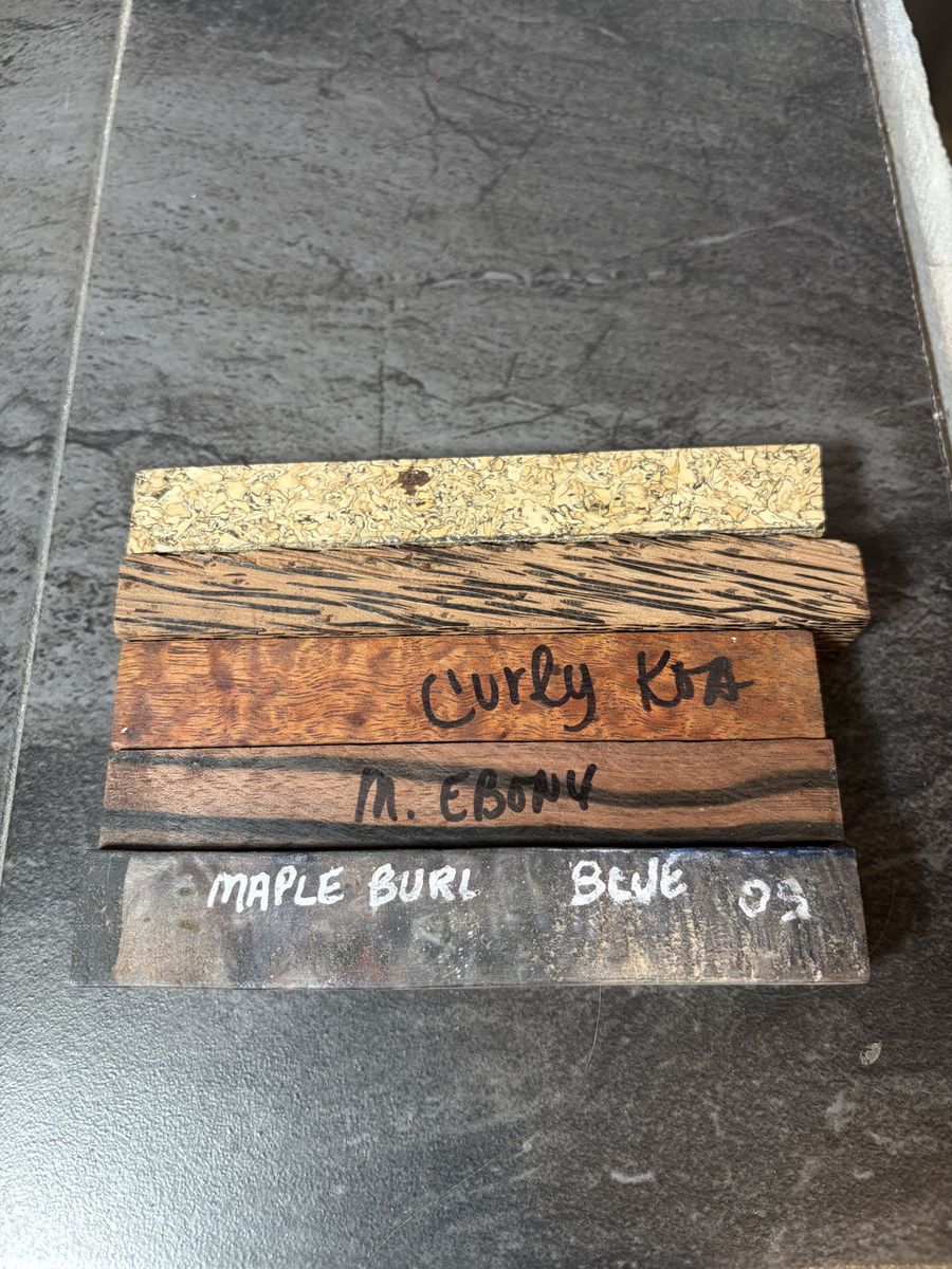 Pen Blanks Curly Koa, Maple, Ebony, Black Palm, Sunflower Seed,