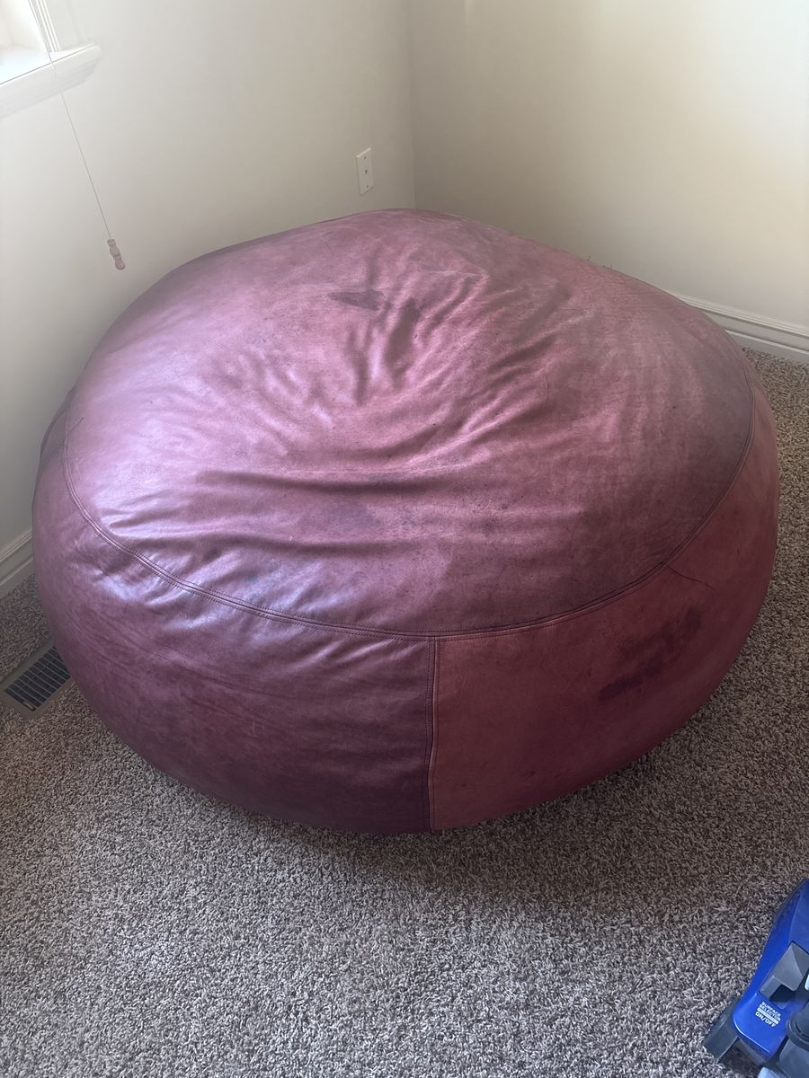 Large burgundy Leather Beanbag Chair