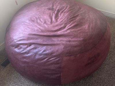 Large burgundy Leather Beanbag Chair