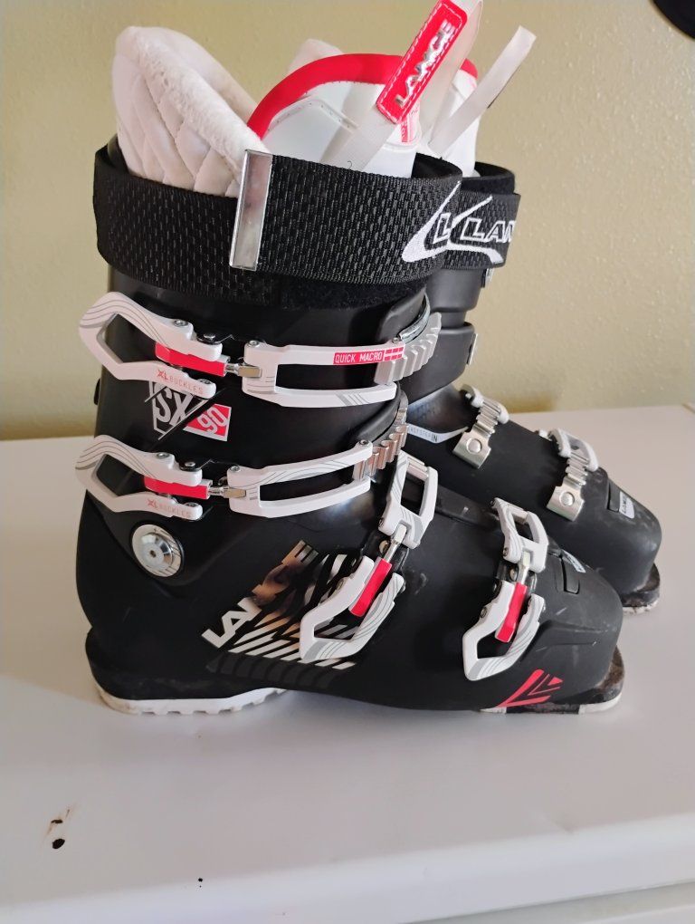 Lange RX 90 Women's Ski Boots - Size 26.5 - Black/White with Quick Macro Buckles