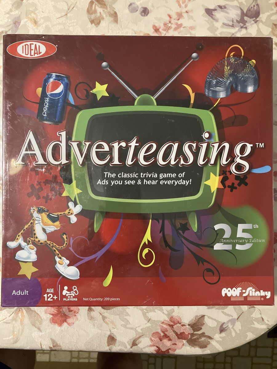 Adverteasing 25th Anniversary Edition Board Game Ideal Poof-Slinky Trivia 2-6 Players