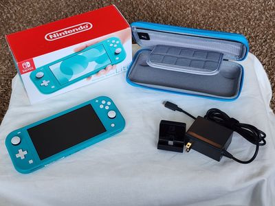 Turquoise Nintendo Switch Lite with Case and SwitchGrip Lite