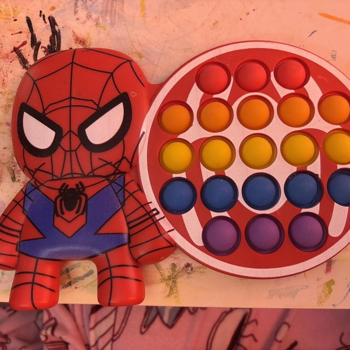 Spiderman Pop It Fidget Toy - Rainbow Push Bubble Sensory Toy