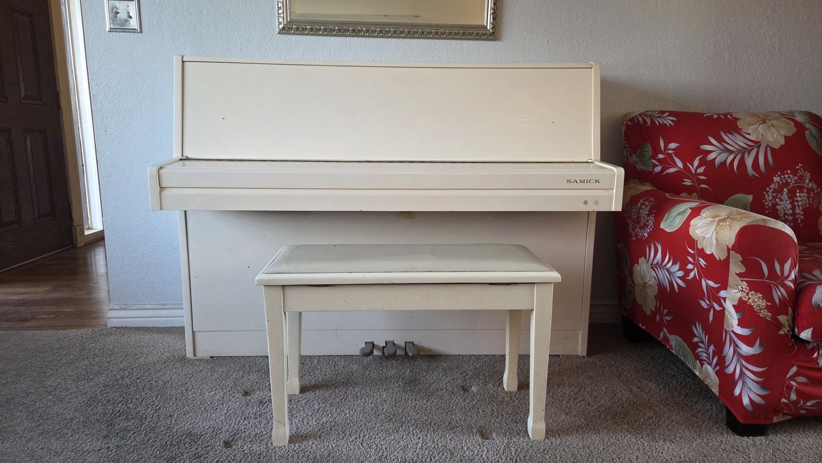 Samick Upright Piano with Matching Bench