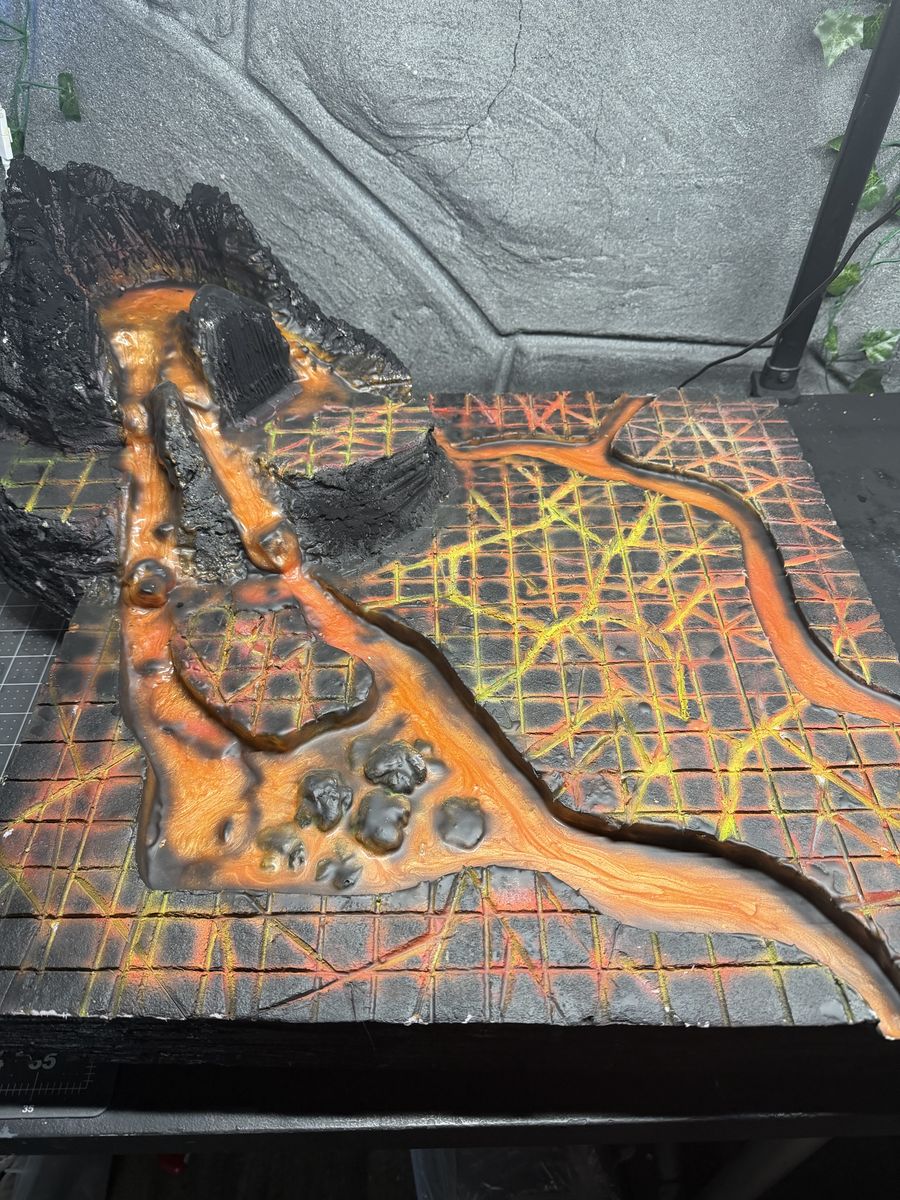 TTRPG battle / D&D / hand-made battle map / "the volcano"/