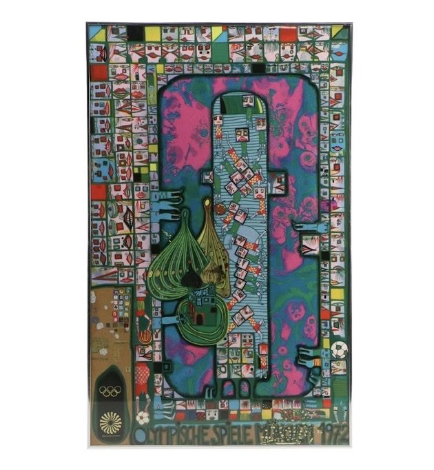 Friedensreich Hundertwasser “Olympische Spiele München” 1972 Numbered Serigraph w/ COA