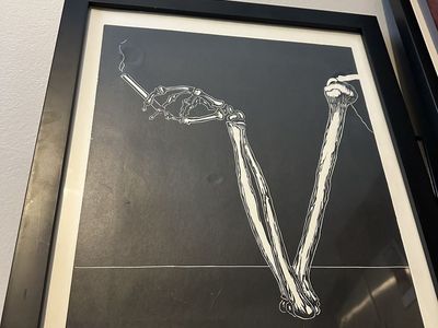 Unique skeleton cigarette art 18x22