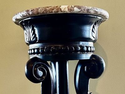 Antique Hand Carved Wood Pedestal Plant Stand