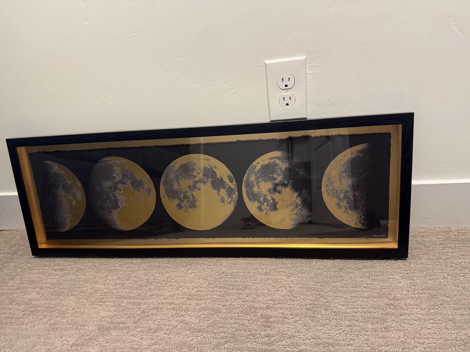 Framed Moon Phases Art Print - Gold and Black Cosmic Wall Decor