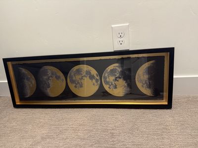 Framed Moon Phases Art Print - Gold and Black Cosmic Wall Decor