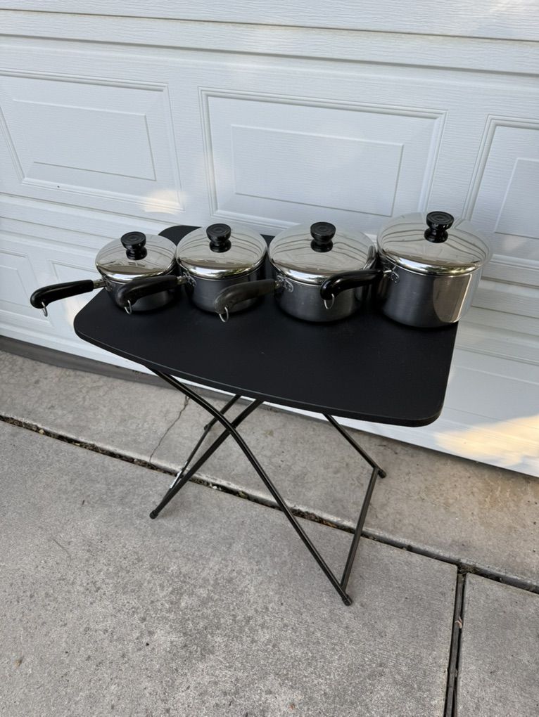 Set of Revere Ware Stainless Steel Pots