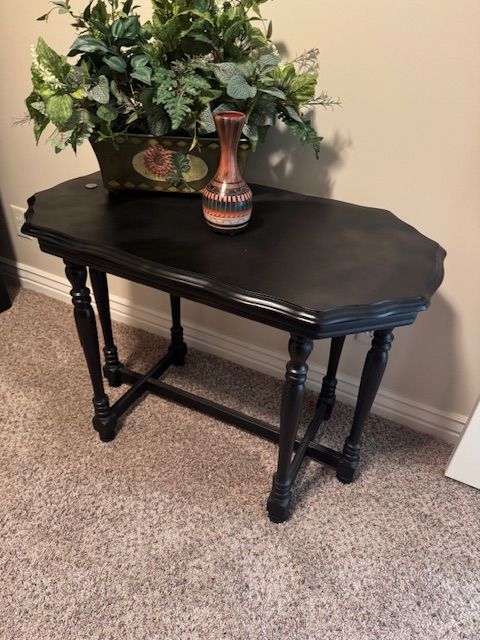 black painted wooden console / sofa table
