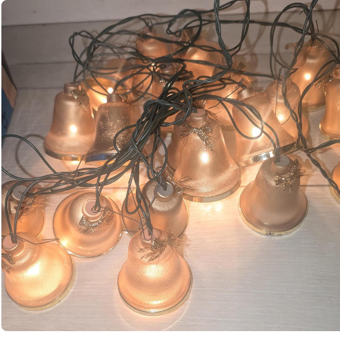Vintage Sears Christmas Bell Shaped Light Set Boxed - 18 bells