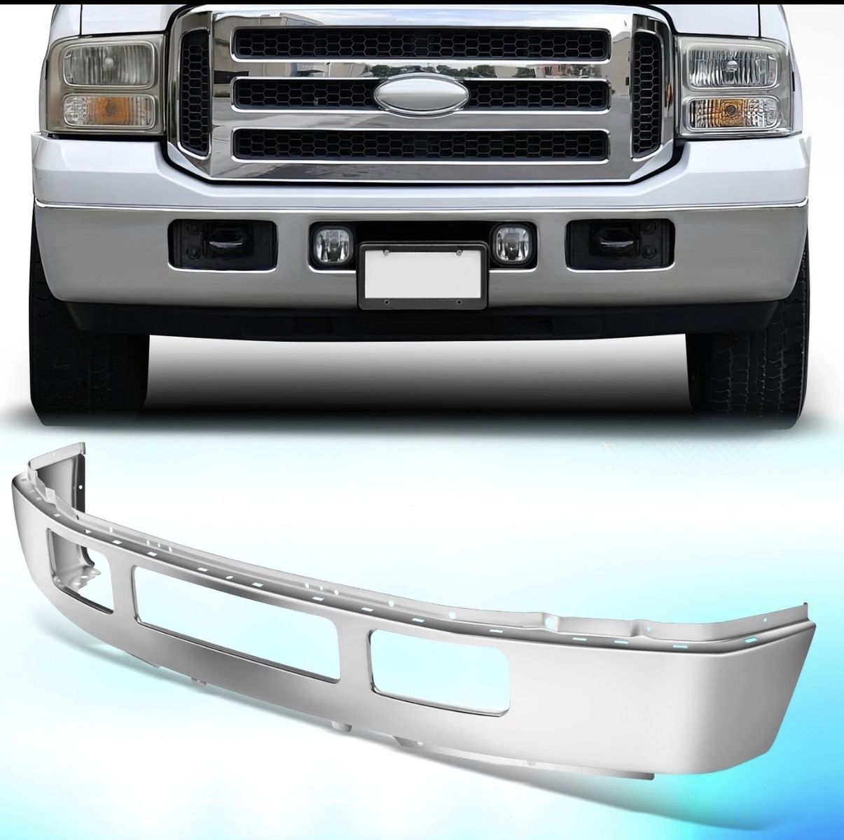 For 2005-2007 Ford F250 F350 Super Duty Excursion Front Bumper Face Bar Chrome