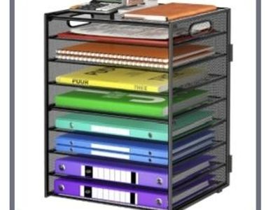 9-Tier Desk Organizer Mesh Document Letter Tray Black
