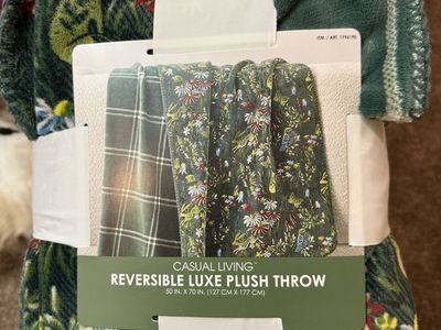 Green Forest Print Reversible Throw Blanket