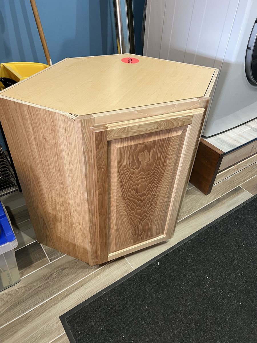 Hickory Corner Cabinet with Shelf - Ready for Installation