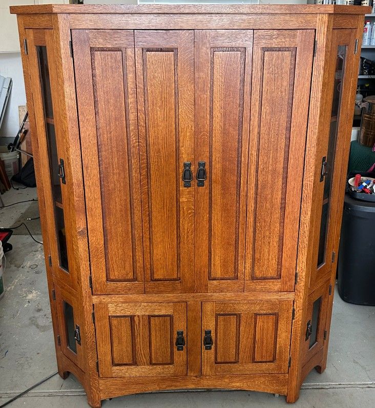 Mission Style Corner TV Entertainment Cabinet