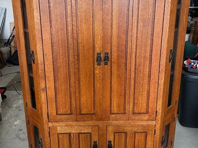 Mission Style Corner TV Entertainment Cabinet