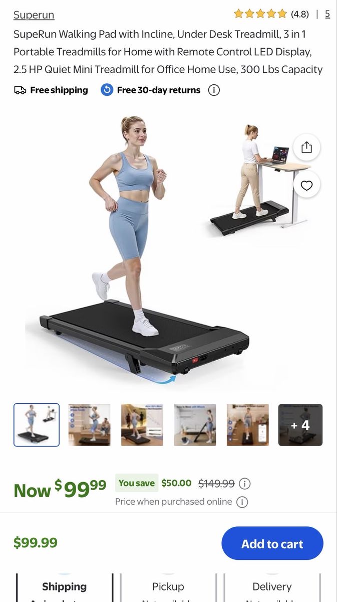 (NEW) SupeRun Walking Pad with Incline – Under Desk 3-in-1 Portable Treadmill