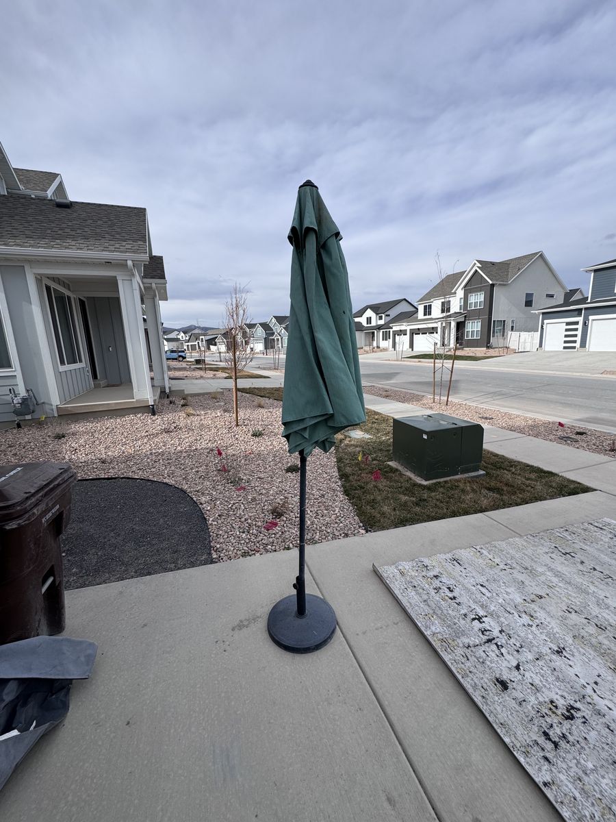 Blue Patio Umbrella with Holder