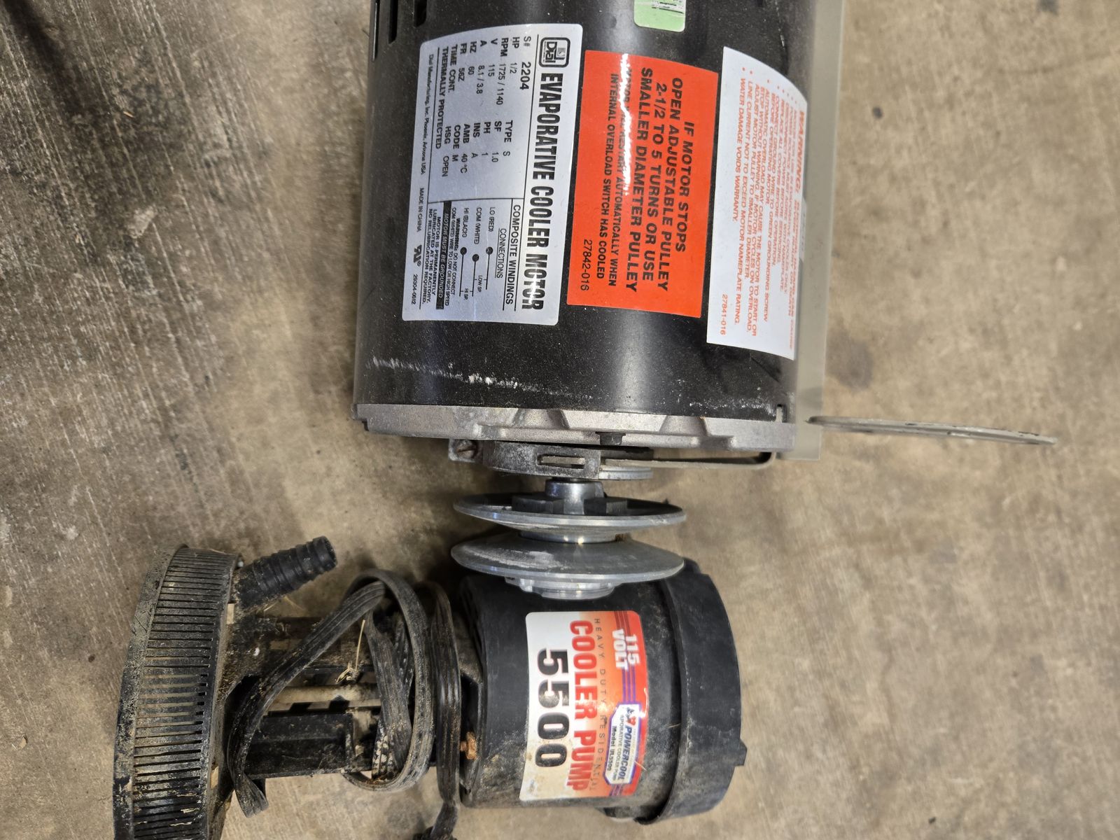 new 1/2 hp Cooler Fan Motor