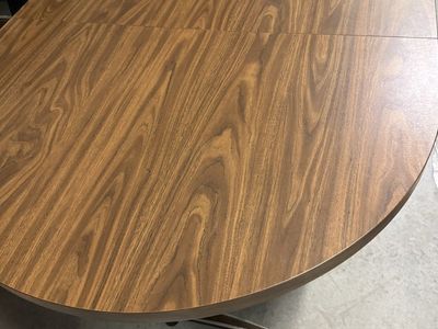 Vintage Mid-Century Modern Walnut Finish Pedestal Dining Table
