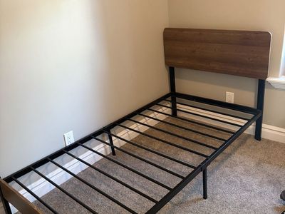 Twin Metal and Wood Platform Bed Frame with Headboard