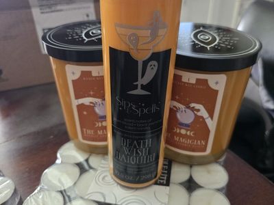 Sips & Spells Halloween Candle Lot: Death Wish Daiquiri, The Magician & Candle-Lite Tea Lights