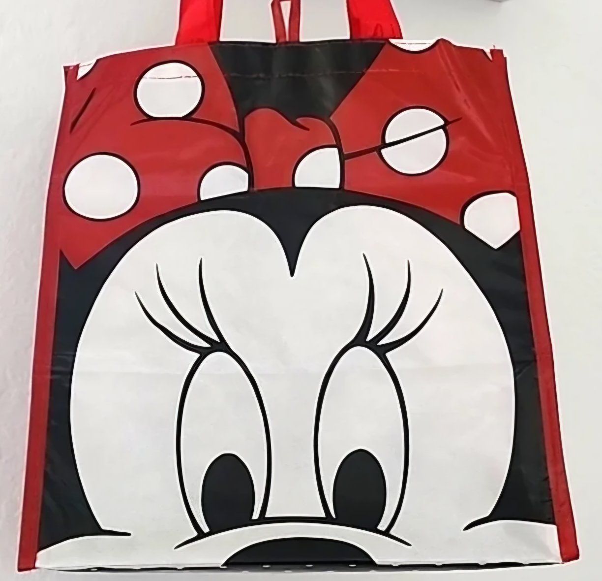 NWTDisney Parks Minnie Mouse Reusable Tote Bag with Fabric Handle.