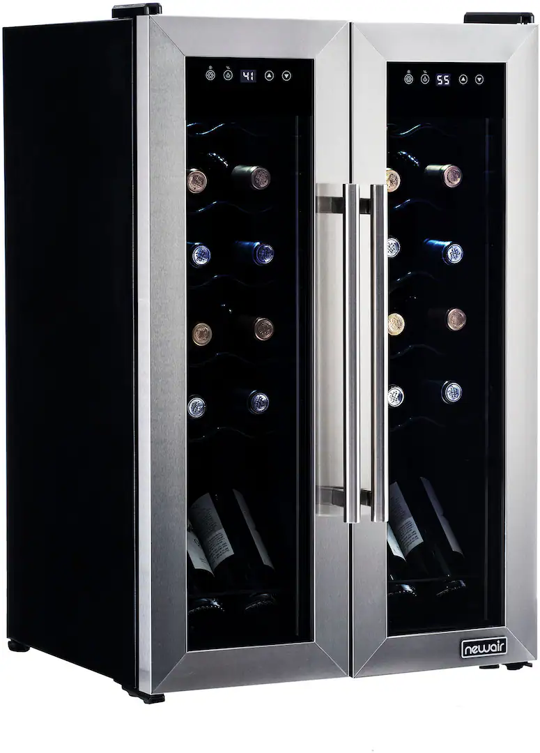 NEW NewAir 24 Bottle Wine French Door Cooler Refrigerator | Freestanding Wine Fridge | Dual Zone