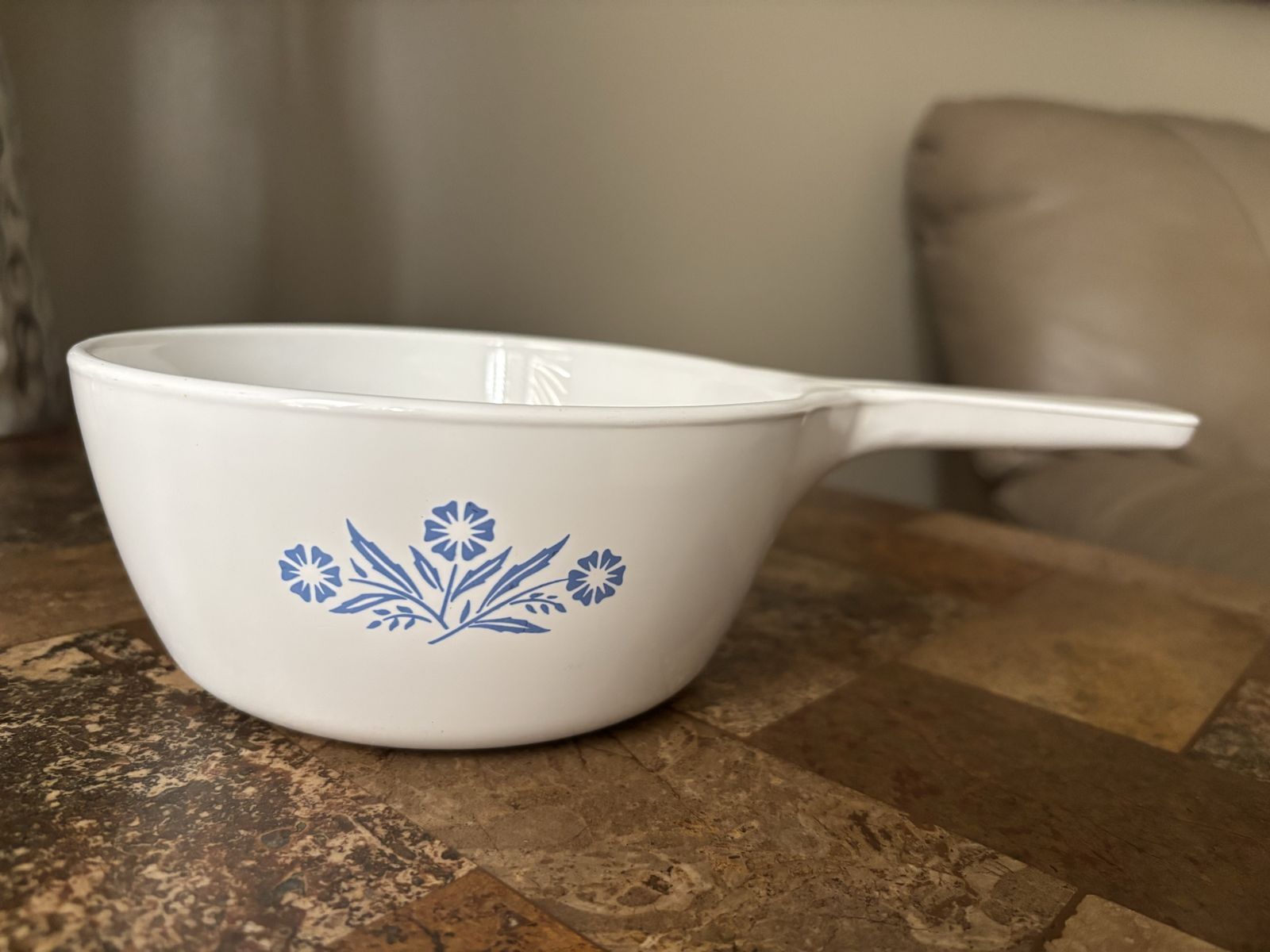 Vintage Corning Ware Blue Cornflower Saucepan Casserole Dish with Long Handle