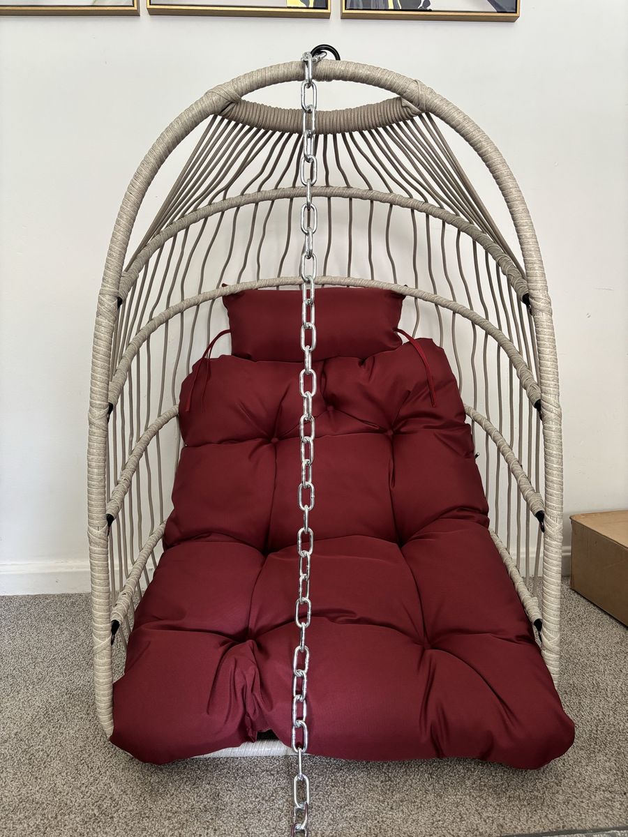 Boho Rattan Hanging Egg Chair – Ceiling Mount (Brand New!)
