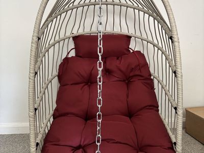 Boho Rattan Hanging Egg Chair – Ceiling Mount (Brand New!)