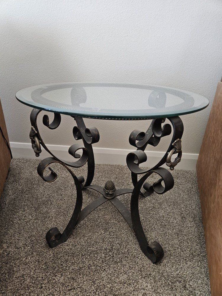 Side End TABLE Glass Top